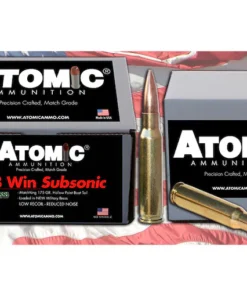 Atomic Match Subsonic 308 Winchester Ammo 175 Grain Jacketed Hollow Point Box of 100