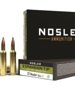 Nosler E-Tip 22 Nosler Ammo 55 Grain Nosler Expansion Tip (E-Tip) Polymer Tip Lead Free Box of 20