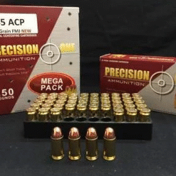 Precision One 45 Auto Ammunition 230 Grain Full Metal Jacket CASE 1000 Rounds