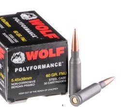30 Rounds of 5.45x39mm Ammo by Wolf – 60gr FMJ