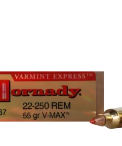 Hornady Varmint Express Ammunition 22-250 ammo 55 Grain V-MAX Box of 20 descriptions