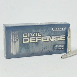 Liberty 223 Rem Ammunition Civil Defense LACD223019 55 Grain Fragmenting Hollow Point Lead-Free 20 Rounds
